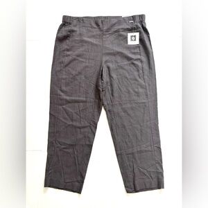 Anne Klein Linen Blend Slim Crop High Waist Relaxed Pants Gray Women's size 14‎